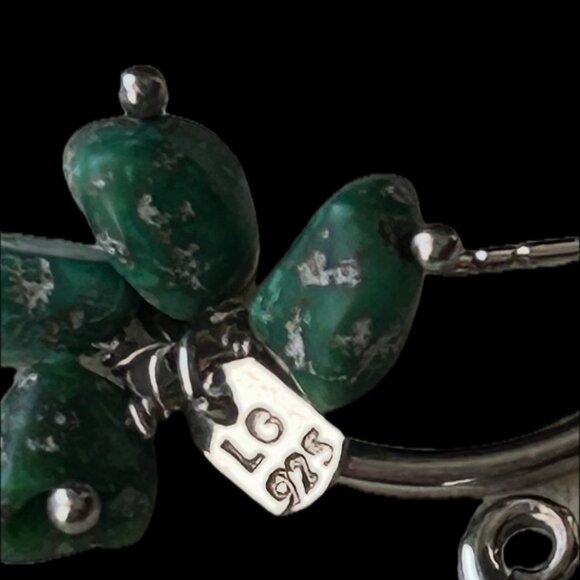 925 Sterling Silver Earrings with Vibrant Green Gems - Picture 3 of 3